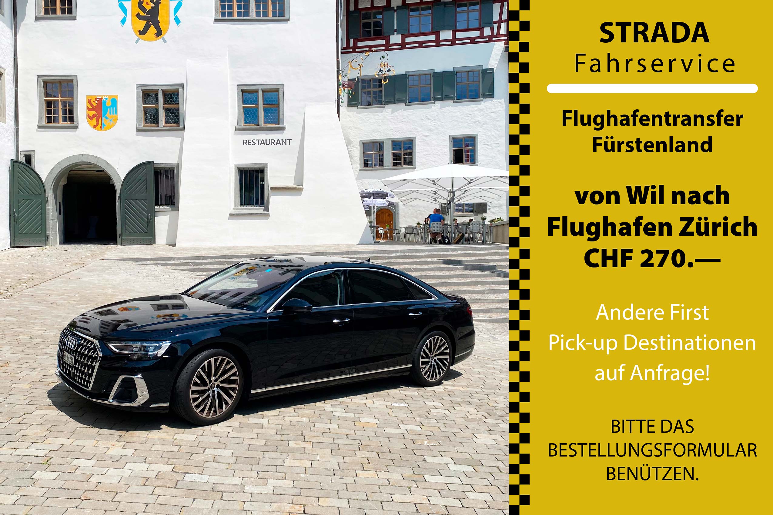 Günstiger Flughafen Taxi Transfer Zürich, St. Gallen, Basel, Altenrhein